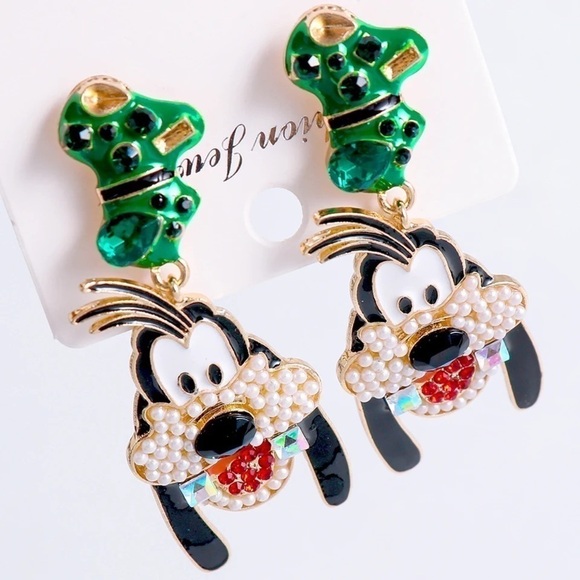 New Disney Earings Rhinestones Unique GOOFY CARTOON❤️🖤🤍🤓 - Picture 6 of 8
